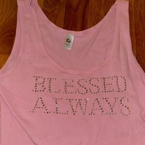 Vintage rhinestone tank BLESSED ALWAYS